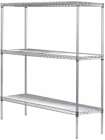 Omega Stainless Steel Shelves, 18" Deep x 54" Wide x 34" High 3 Tier Heavy Duty Wire Shelving Unit for Kitchen Garage Office Restaurant Warehouse 800-lb Per Shelf Weight Capacity
