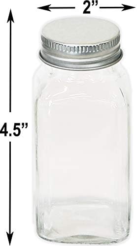 Simple Houseware 12-Pack 6 oz Glass Spice Jars, Square Bottles with Shaker Lids, Funnel and Labels for Seasoning & Storage