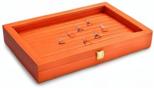 Oirlv Premium Leather Jewelry Display Tray with Acrylic Lid Ring Earrings Organizer Box Clear Lid Drawer Insert for Women