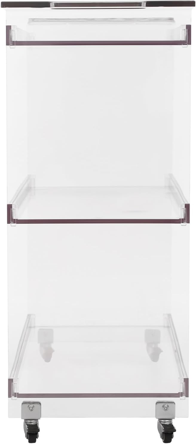 3-Drawer Rolling Storage Cart, Plastic Storage Organizer Rolling Cart with Wheels, Organizing Drawers for Home, Bathroom, Bedroom, Office, and Classroom, Clear
