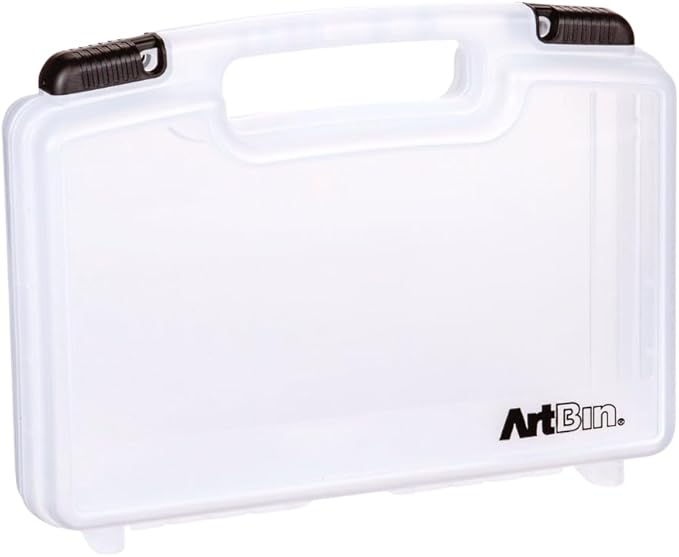 ArtBin 6977AB 12 inch Quick View Deep Base Carrying Case, Portable Art & Craft Organizer with Handle, [1] Plastic Storage Case, Translucent