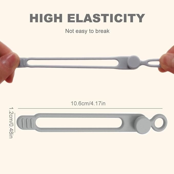Data Cable Organizer, Silicone Cable Ties Reusable - Elastic Cord Organizer for Electronics, Adjustable Wire Ties for Cable Management,Computer Wires,Phone Charger,Earphone,Home Office (Mix, 5PCS)
