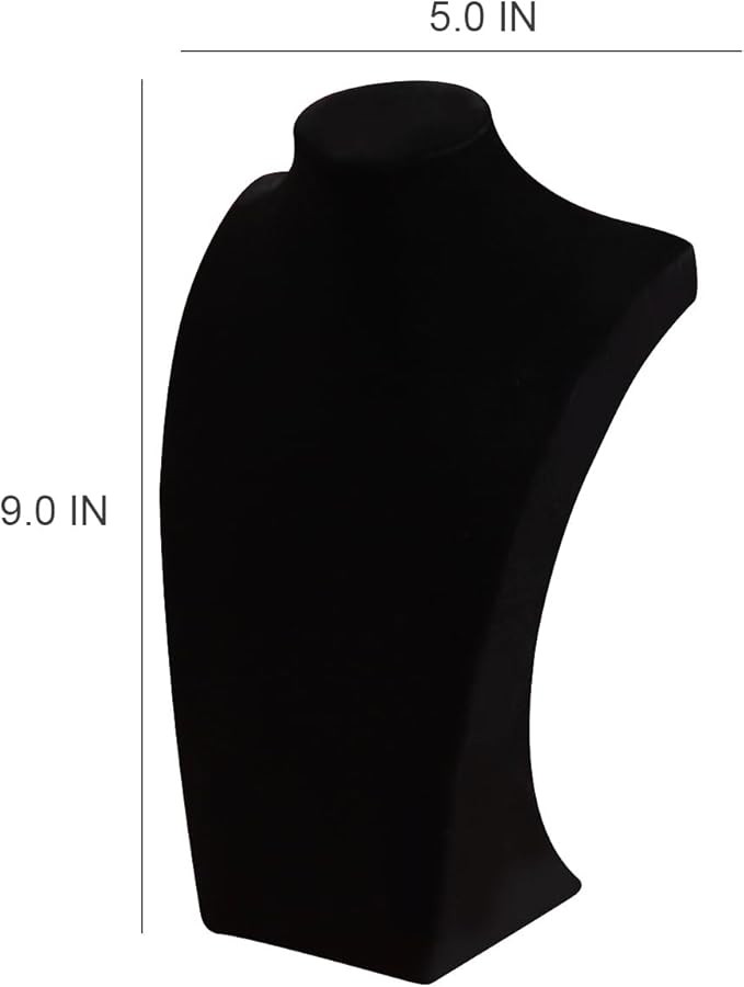 3Pcs Necklace Bust Stand for Selling, Black Velvet Necklace Display Holder, Jewelry Necklace Organizer Rack for Shop Store Exhibition Show (9" Height)