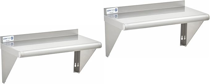 Commercial Wall Shelf - 230 lb. Weight Capacity, 36" W x 12" D, NSF Solid, Stainless Steel - 2/Pk (29N-229)