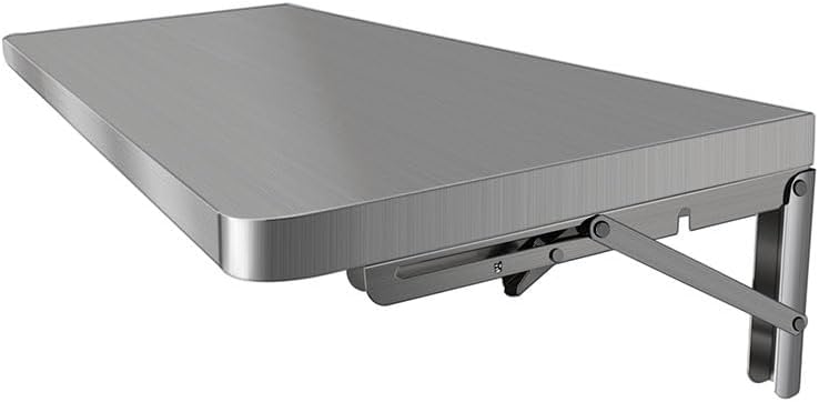 304 Stainless Steel Folding Wall Shelf Wall Mount Kitchen Storage Shelves Rounded Corners Food-grade Folding Table Thickened Bracket for Laundry Room Garage Restaurant.(100x30cm/39.4x11.8in)