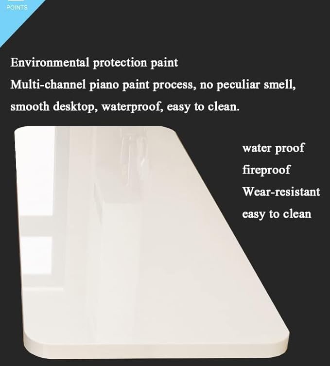 Wall Mounted Folding Table,White Floating Desk for Small Spaces,Stainless Steel Bracket Laundry Folding Table,Wall Folding Desk,Home Bars and Dining Establishments(90x50cm/35.4"×19.7")