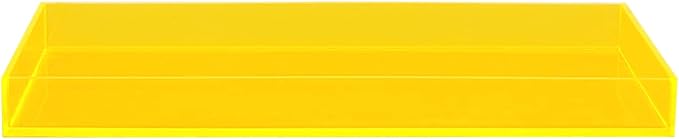 ROYALITA Acrylic Tray Bathroom Tray for Countertop, Guest Towel Holder Tray for Napkin Perfume Jewelry Makeup, Vanity Trays for Soap Dispenser, Aromatherapy, Cup & Candle, Yellow