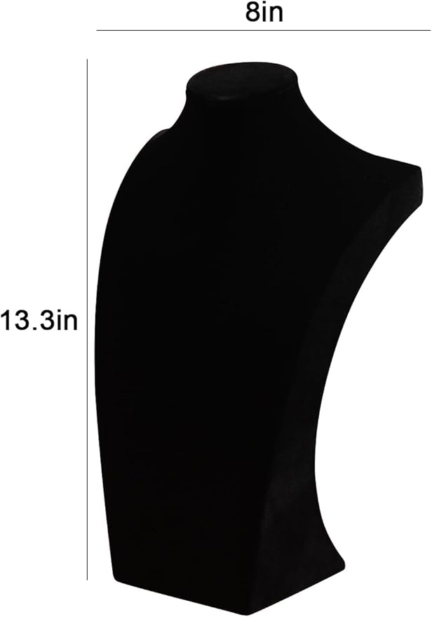 Coward 3Pcs Necklace Bust Stand Rack for Selling Show, Black Velvet Necklace Jewelry Display Holder for Jewelry Exhibition or Store Shop Show (11" Hight)