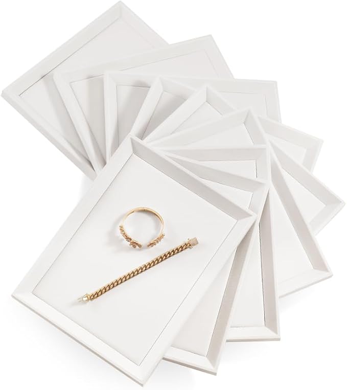 Jewelry Tray, Leather Tray,Luxury White Tray For Earring,Ring,Bracelet,Flat Tray For Dresser