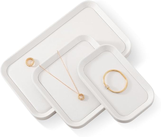 Jewelry Display, Leather Valet Tray,Luxury Jewelry Drawer Organizer,Premium Flat Tray,White Jewelry Tray