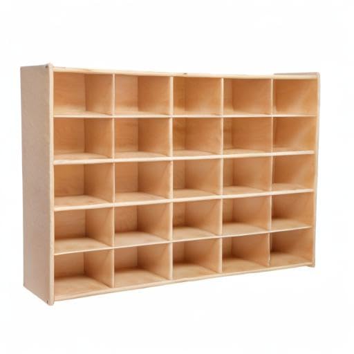 Contender 25 Cubby Birch Plywood Tray Storage Cabinet, Office and Homeschool Organizer for Toys, Books, Art and Craft Supplies, Greengaurd Gold Certified