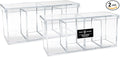 Isaac Jacobs 2-Pack 4-Compartment Clear Acrylic Organizers with Lid (9” L x 3” W x 4” H), Makeup Brush Holder, Sectional Tray, Storage Solution for Makeup, Crafts, Office Supplies & More (2, Clear)