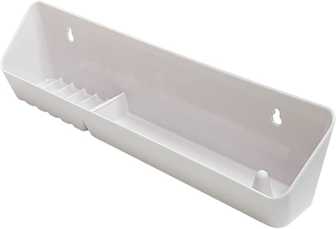 Bueyfolt 11" Kitchen Sink Front Tip-Out Accessory Trays with Mounting Screws, White, 2 Pack (Conventional Open Tray and Accessory Tray with Ring Holder and Soap Dish) Hinges are Not Included