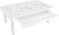 Computer Monitor Stand Riser, Adjustable Height Ergonomic Metal Laptop Stand with Drawer and Ventilation Holes, for Desk Storage Organizer Underneath 20KG Capacity (White)