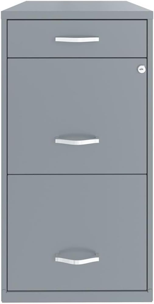 Scranton & Co Set of 2 18" D 3-Drawer Metal Filing Cabinet with Pencil Drawer