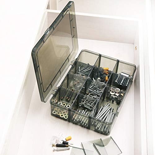 12 Girds Large Plastic Craft Storage Containers, Compartment Storage Container, Parts Storage Box with Adjustable Dividers for Sewing Arts, Washi Tape Batteries Electronics Parts and more