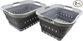 SAMMART 42L (11 gallon) Collapsible Plastic Laundry Basket - Foldable Pop Up Storage Container/Organizer - Portable Basket - Space Saving Hamper (Grey/Dark Grey (Set of 2))