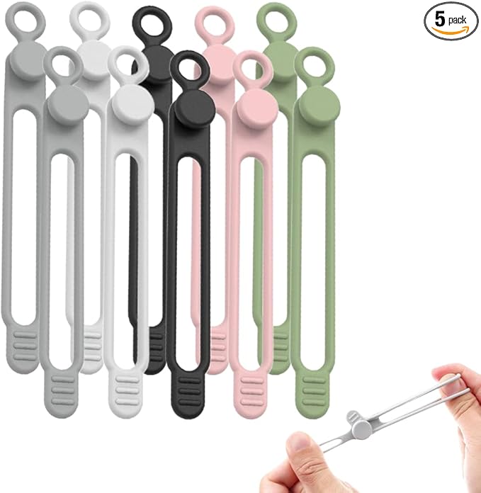 Data Cable Organizer,Multicolor Silicone Cable Ties,Reusable Cable Management Organizers,Multipurpose Elastic Cord Organizer For Bundling Earphone/Phone Charger/Computer Cords (10PCS)