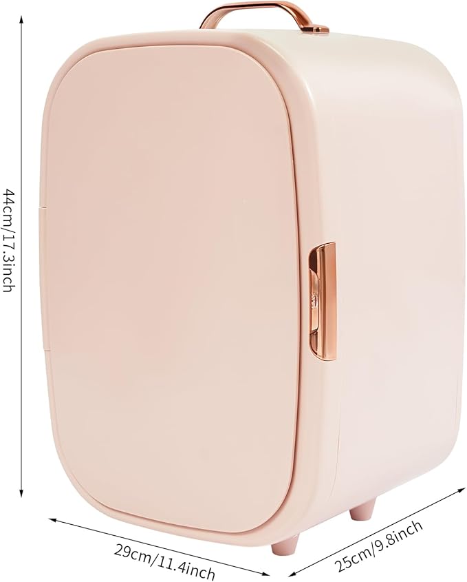 Beauty Fridge for Cosmetics Storage,12.68Qt Mini Cosmetics Refrigerator with Cooling & Heating Function,Compact Fridge for Makeup Lipstick with Handle,Skincare Fridge for Cosmetics,Food,Drinks (Pink)
