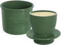 Butter Crock for Counter with Water, French Butter Keeper for Spreadable Butter Ceramic Butter Dish with Lid for Countertop, Butter Container Holder, Home Kitchen Decor (Green, M)