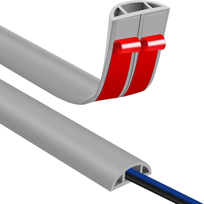Floor Cord Covers for Wires 20FT Cable Hider Wire Cover Self Adhesive Cord Hider Floor for Offices, Homes, Workshops, Warehouses Cable Cavity 0.39" W x 0.27" H
