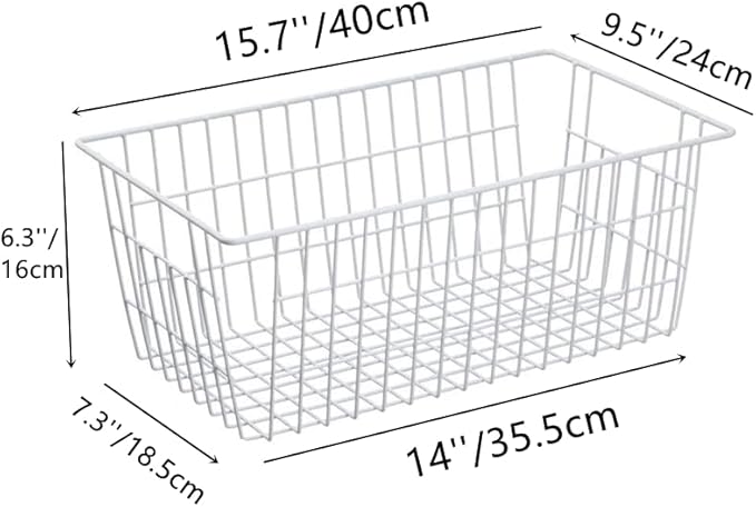 Wire Storage Basket Freezer Organizer Bins Metal Wire Baskets Organizer Storage Baskets for Kitchen, Cabinets, Pantry, Freezer, BathroomSet of 3