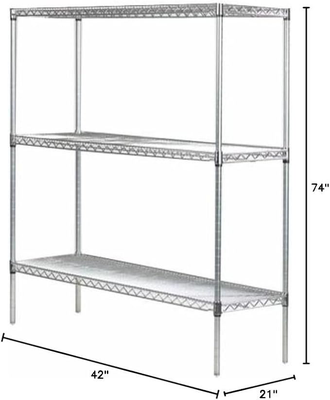 Omega 21" Deep x 42" Wide x 74" High 3 Tier Chrome Starter Shelving Unit