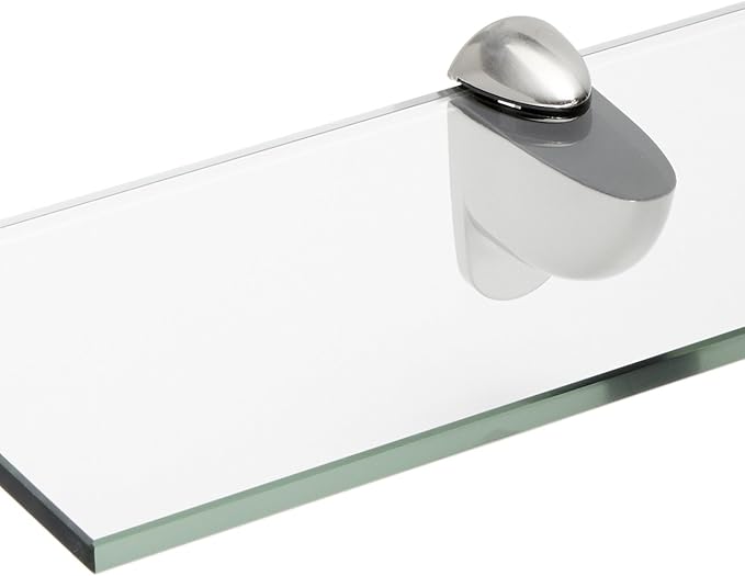 Spancraft Glass H-6x24-Brushed Steel Heron Glass Shelf, Brushed Steel, 6" x 24"