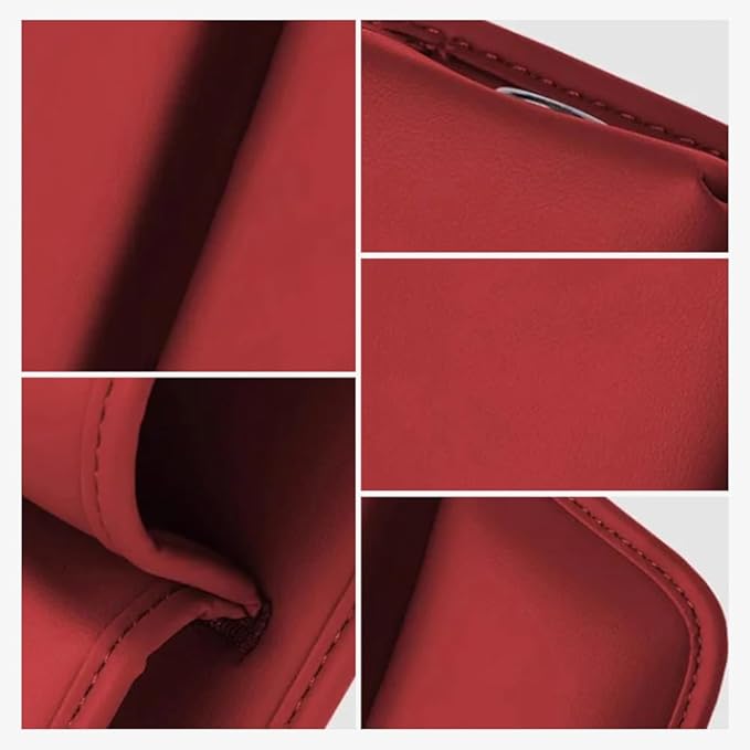 Car Leather Cup Holder Gap Bag,2025 Upgrade Car Storage Box with Cup Holder,Seat Storage Box Gap Filler Organizer for Glasses Phone Keys and Cards (Red, Driver's Seat)