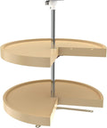 Rev-A-Shelf 2 Tier Pie-Cut Lazy Susan for Corner Base Cabinets, Plastic, 24" Double Shelf Swivel Kitchen Spice/Can Organizer, Almond, 6942-24-15-52