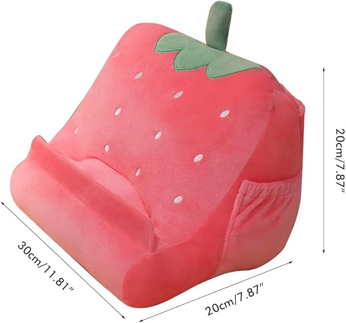 Dpofirs Pillow Tablet Stand, Soft Plush Tablet Holder with Storage Pockets for Kids, Compatible with pads Tablet Phone, Sturdy Fluffy Cushion for Home Travel School Birthday Christmas (yellow)