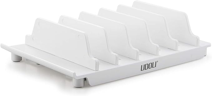 Adjustable Universal Cell Phone Dock Stand Holder, Tablet Organizer Multi Device Desktop Stand for iPhone Samsung Galaxy Google Nexus Kindle - No Charging Port (White)