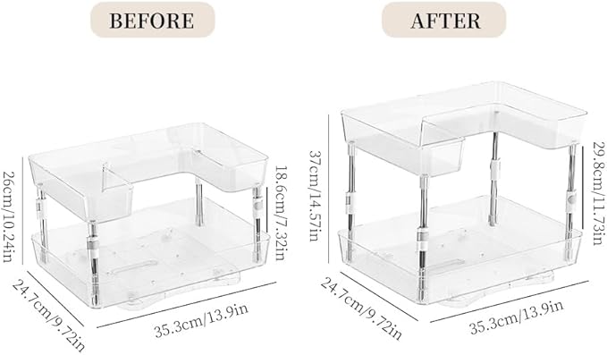 Acrylic Makeup Organizer, 2-Tier Large Capacity Cosmetic Storage Rack with Clear Shelves, Perfume and Skincare Organizer for Bathroom Countertop, Vanity and Dressing Table