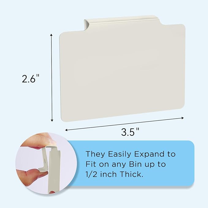 Metal Basket Bin Label Clip (Cream, 8 Metal Label Clip)