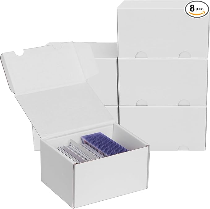 NUMINA Small Trading Card Storage Box 6 Pack, 160 Toploader Card Corrugated Organizer with Dividers & Labels for TCG/MTG Decks and Collector Card Collections
