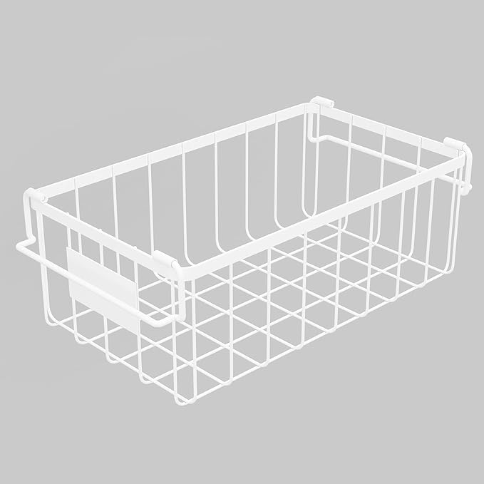Freezer Storage Organize Baskets - 8 Pack Stackable Deep Freezer Organizer Bins for Most 7 Cu.FT Chest Freezer with Handles, Sturdy but Light, Metal Coated, Add Space, Easy to Reach