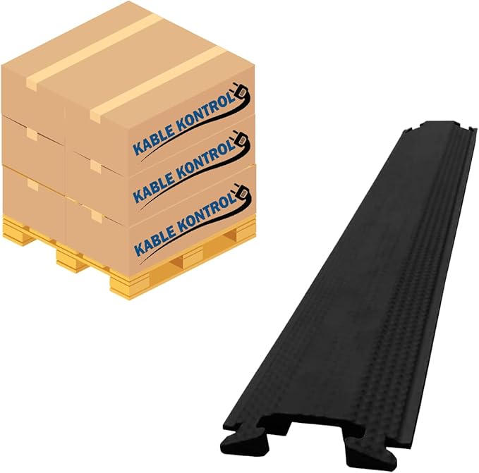 Kable Kontrol Drop Over Floor Cord Cover – 60” Inch Long 1 Channel Cable or Wire Protector – 30 Pcs Bulk Pack - Rubber Ramp for Indoor and Outdoor Use – Black