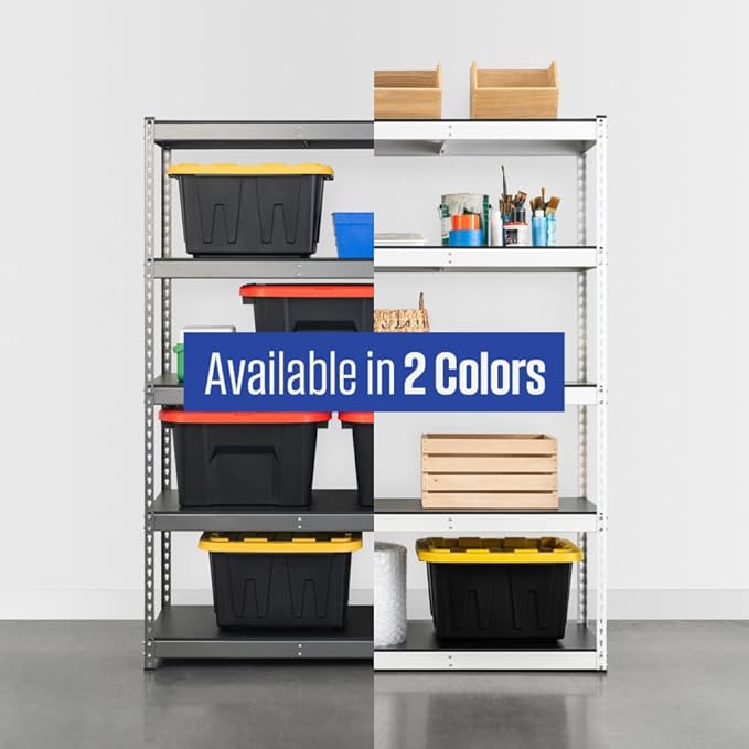 SafeRacks Modular Garage Shelving - 5 Tier Storage Shelves, Tall Metal Rack Shelves for Storage, Heavy Duty Steel Shelf Organizer for Garage, Or Kitchen Pantry (White, 18 x 48 x 72)