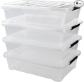 Xyskin 4 Packs 40 Quart Plastic Large Under Bed Storage Box, Clear Storage Bin with Wheels