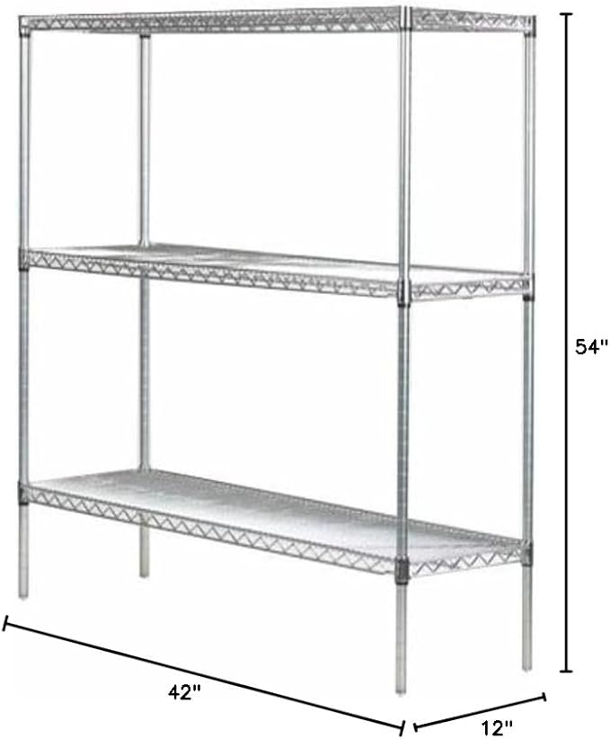 Omega 12" Deep x 42" Wide x 54" High 3 Tier Chrome Starter Shelving Unit