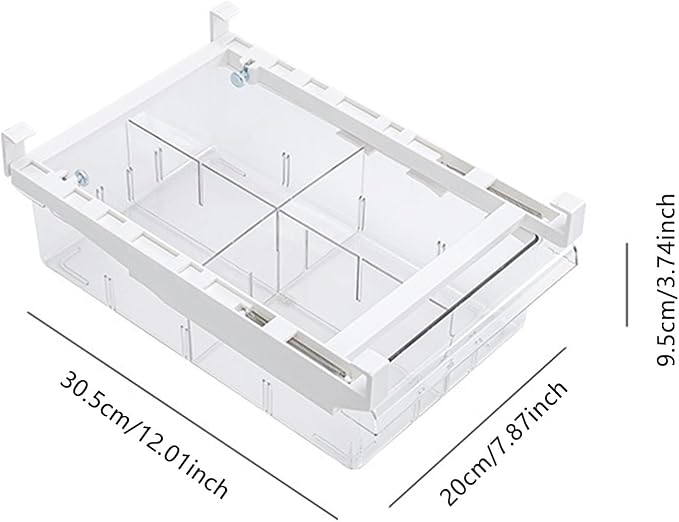 Fridge Drawer Organizer, Refrigerator Organizer Bins, Pull Out with Handle, fridge drawer organizer for Deli Meat, Cheese, Produce and More, Stretchable and Deep Storage (White-2)