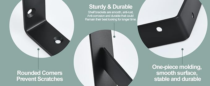 20 Pack L6 x H 4" Black Heavy Duty Shelf Brackets with Screws Metal Shelf Brackets Shelf Support Angle Brackets for Shelves L Brackets Heavy Duty Floating Shelf