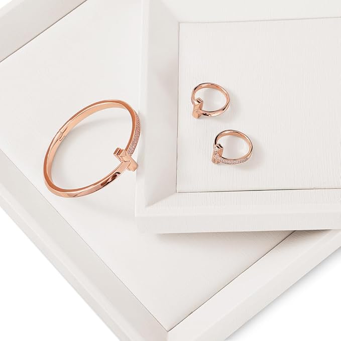 Jewelry Tray, Leather Tray,Luxury White Tray For Earring,Ring,Bracelet,Flat Tray For Dresser