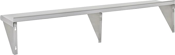 Commercial Wall Shelf - 340 lb. Weight Capacity, 84" W x 12" D, NSF Solid, Stainless Steel (29N-016)
