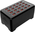100W 20-Port Multi-Device USB Charging Station - Supports simultaneous Charging for Smartphones, Tablets, smartwatches and Other USB-Powered Devices.(20-Port Charging Station - Black)