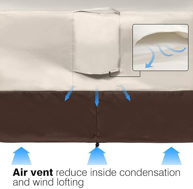 VAILGE 2-Seater Heavy Duty Patio Deep Bench Loveseat Cover, 100% Waterproof Outdoor Deep Sofa Cover, Lawn Patio Furniture Covers with Air Vent, Small (Deep), Beige & Brown