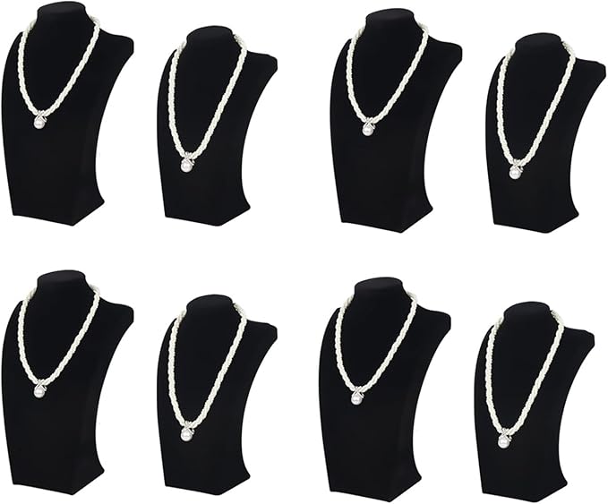 Necklace Bust Display Stand, Necklace Holder, Pendant Chain Necklace Organizer for Women (Black Velvet, L 2PCS)