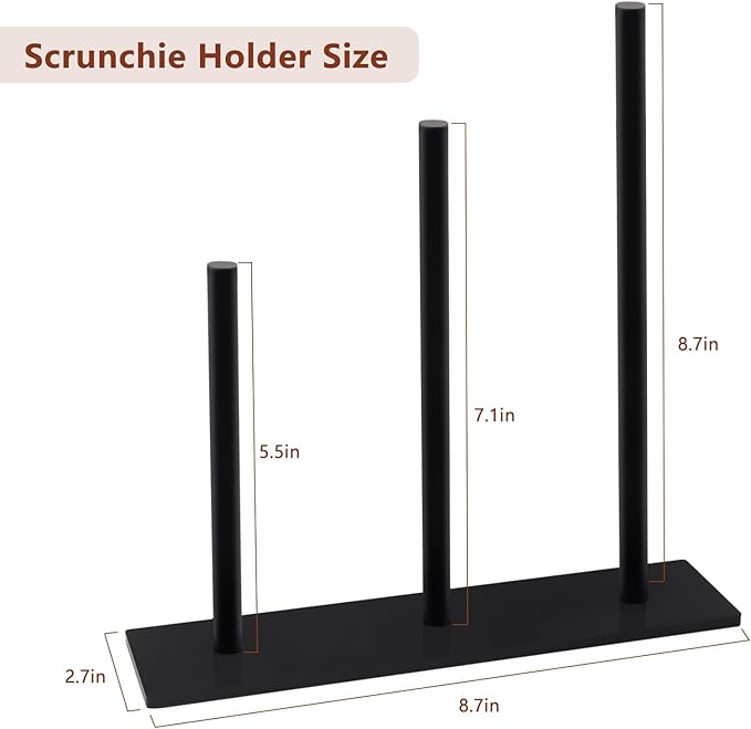 SMUK 3-Tiers Acrylic Scrunchie Holder Organizer, Black Hair Tie Holder Stand for Women Teen Girls Scrunchie Storage Scrunchy Hair Accessories Organizer