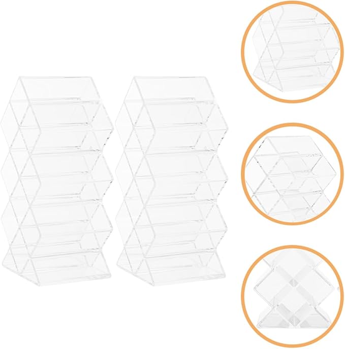 Luxshiny 2Pcs Clear Acrylic Lipstick Organizer with Compartments Dustproof Makeup Display Holder for Lip Gloss Liquid Solid Lipstick Storage Bedroom Supply Vanity Organizer