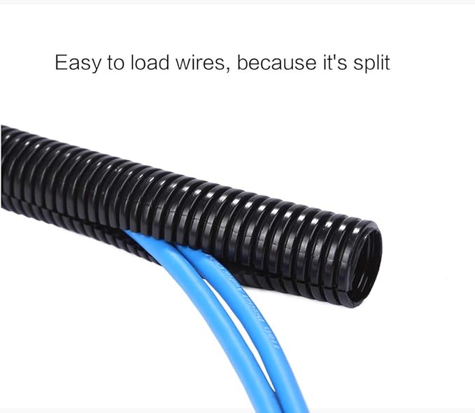 Alex Tech 50ft - 1/2 inch Split Wire Loom Tubing - Black